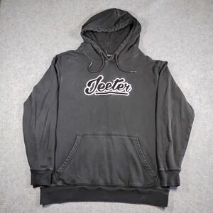 Jeeter Mens XL Faded Black Embroidered Chenille Logo Pullover Hoodie 100% Cotton